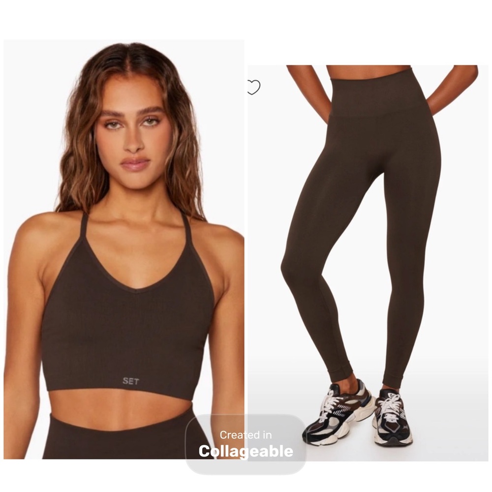 Set Active Sculptflex Ribbed V Bra and Leggings, Size M